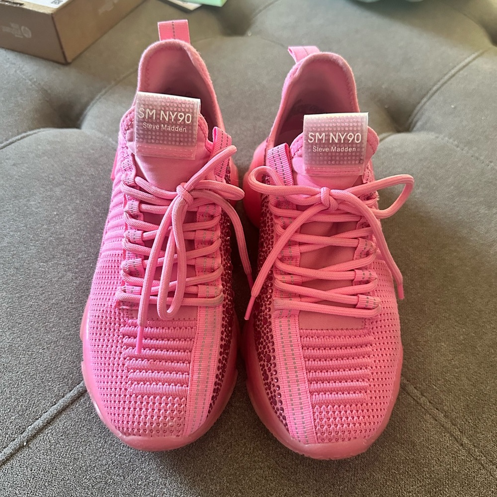 Steve Madden pink with bling sneakers sz 7.5